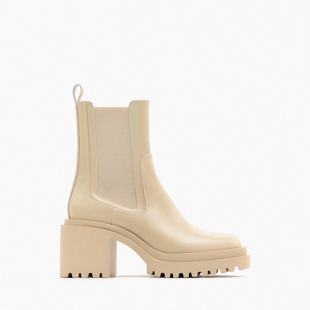 ZARA Cream Chelsea Boots